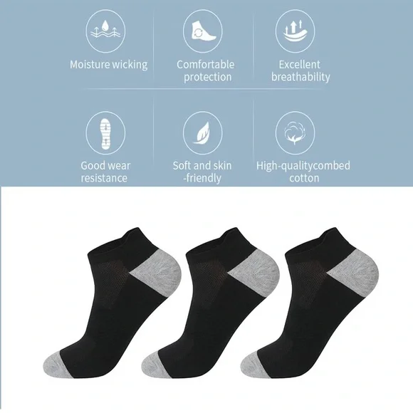 COPY - Pack of 6 No Show Socks Men Size 5-10 Invisible Low cut Loafer- Black Gr… - Picture 3 of 6